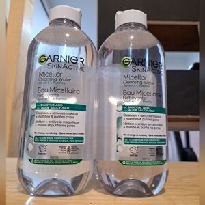 2 New Garnier SkinActive Micellar Cleansing Water with Salicylic Acid. Purifying